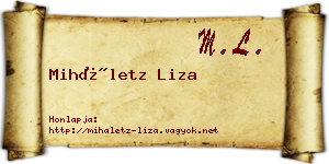 Miháletz Liza névjegykártya